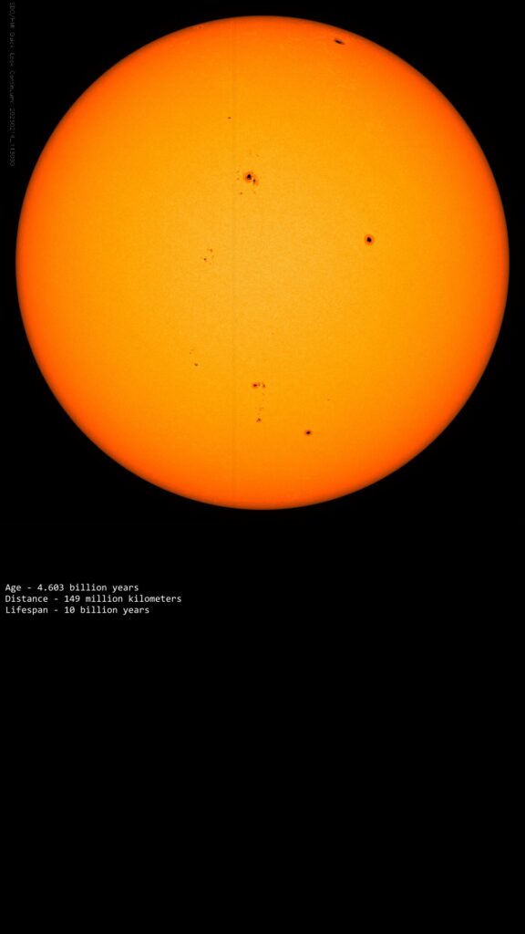 Screenshot of a NASA 'live' image of the Sun, updated every 15 minutes.